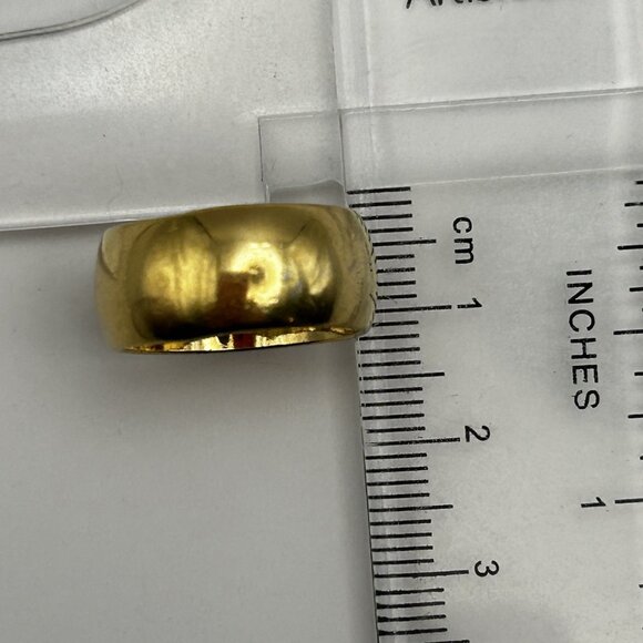 Vintage 18KT H.G.E. Dome Band Ring Size 6.5 Heavy Gold Electroplated - Picture 7 of 8